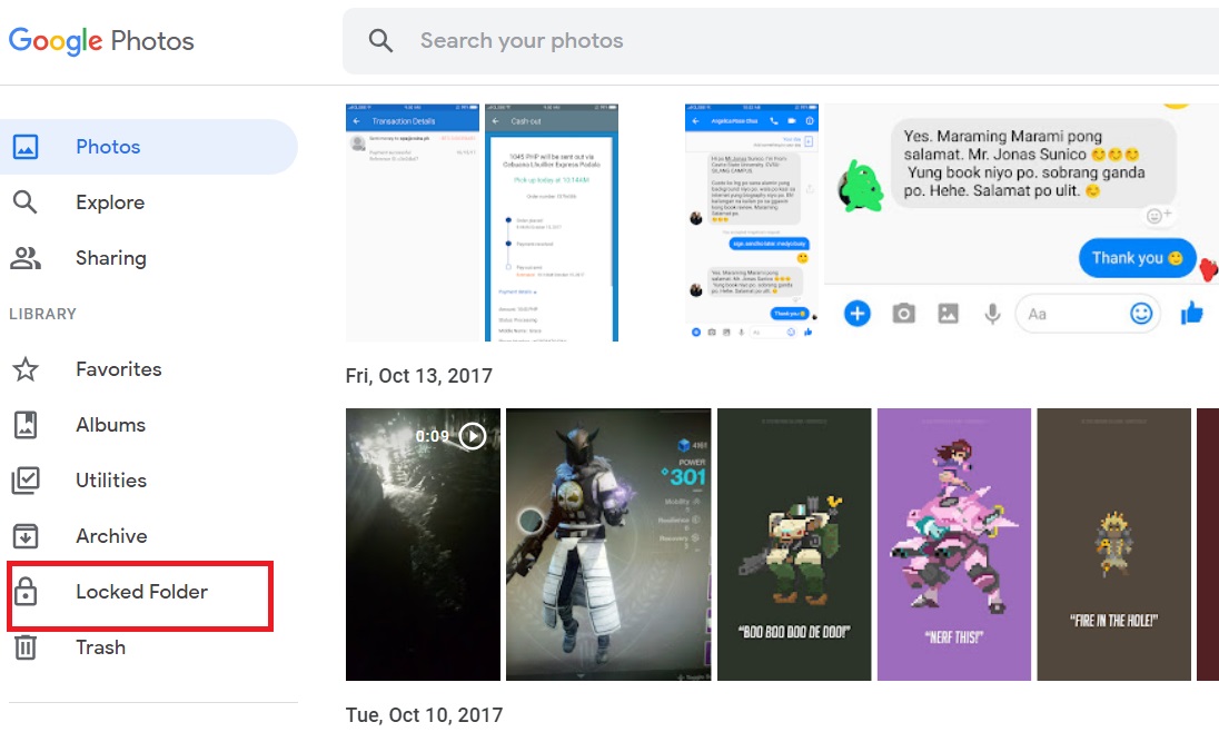 Accessing locked folder in Google Photos