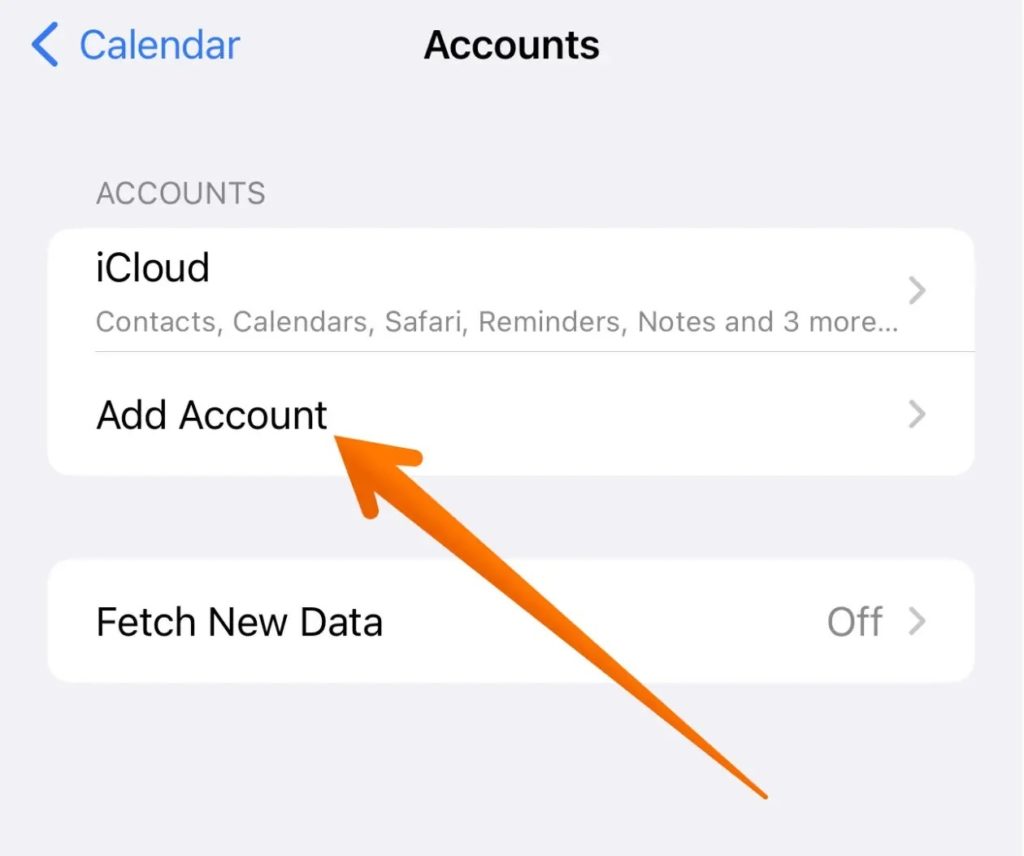 Add Account in Apple Calendar