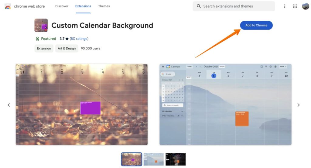 Add Customer Calendar Background in Chrome