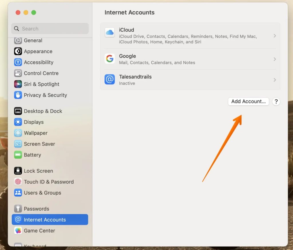 Add Google Account in Apple Cale