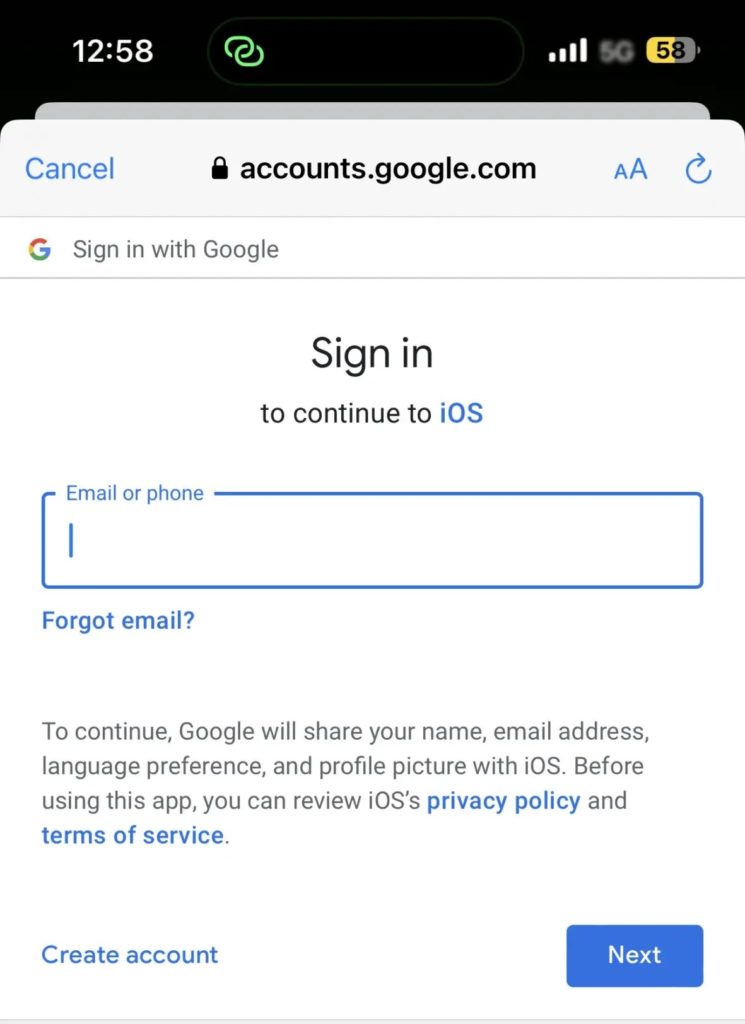 Add Google Details in iPhone