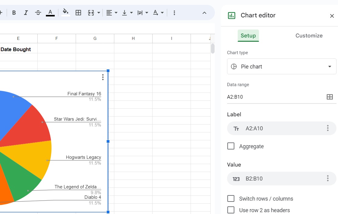 Chart Editor in Google Sheets