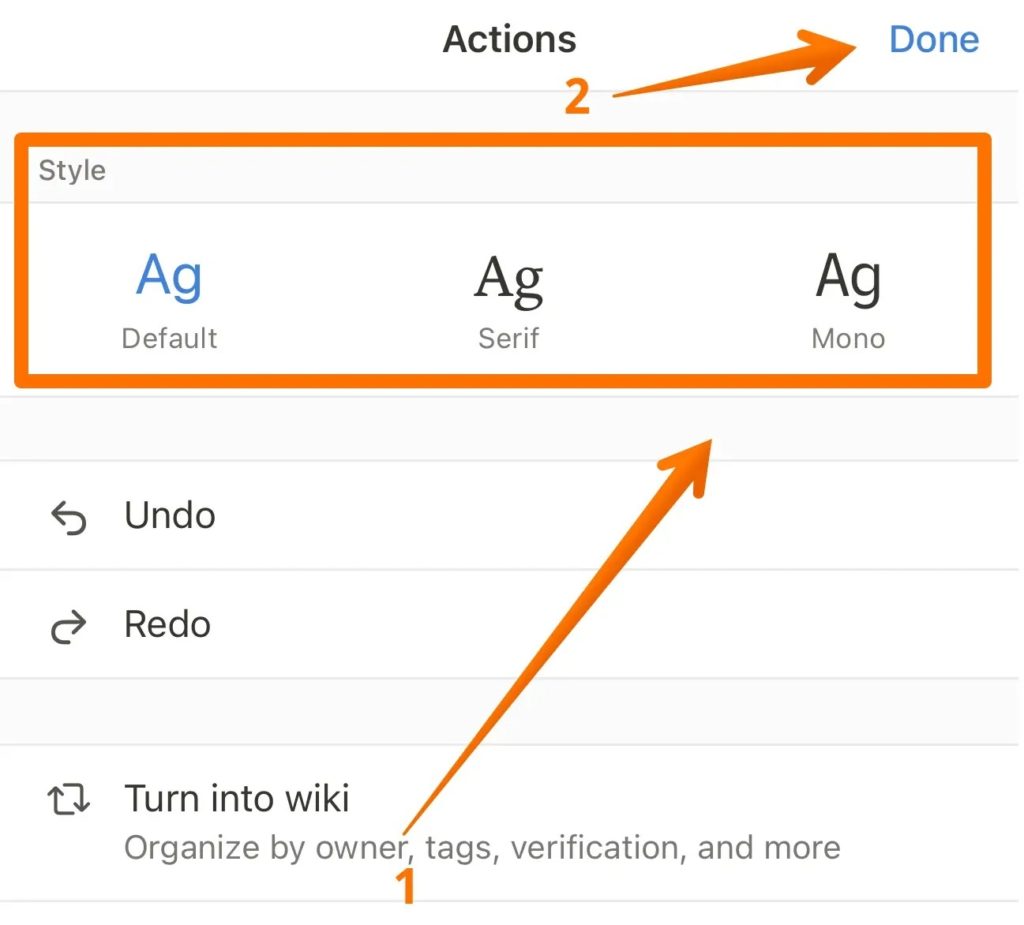 Choose the Text Style in Notion Ios App