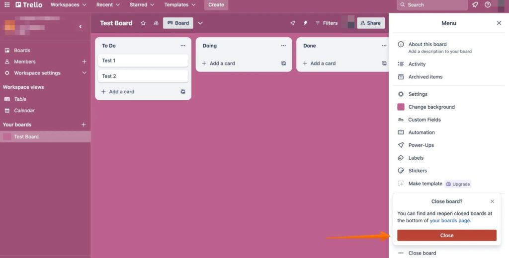 Close Trello Board