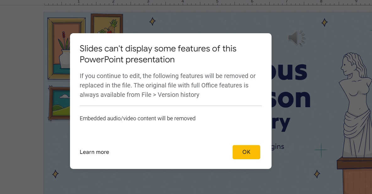 Compatibility issues on Google Slides