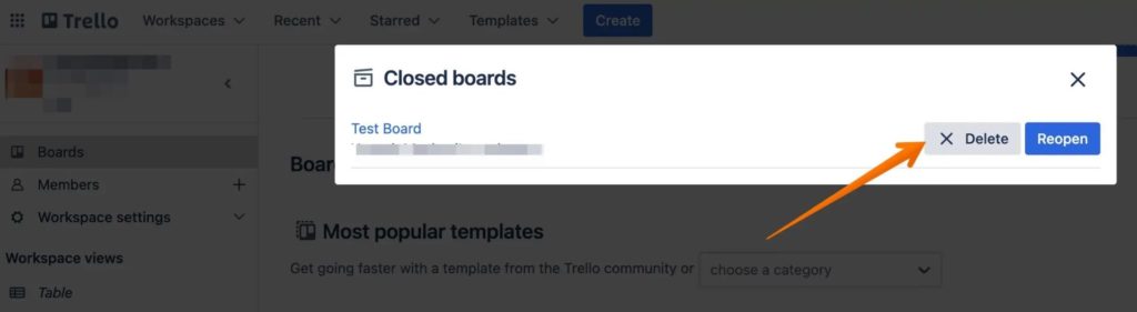 Delete Already Closed Board on Trello