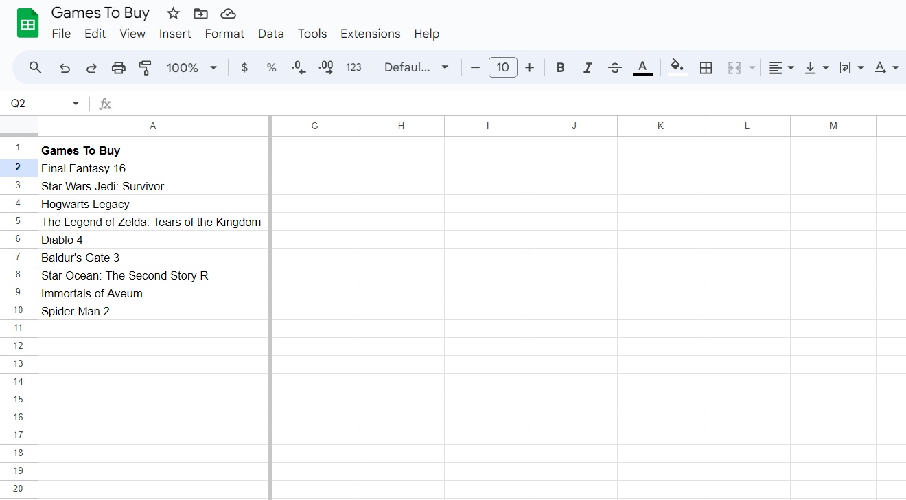 Frozen column in Google Sheets