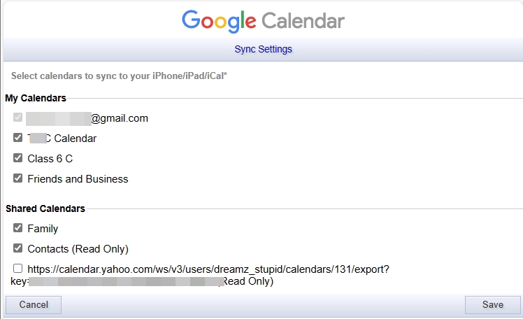 Google Calendar Sync Settings