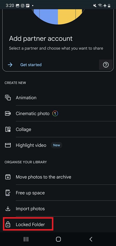 Google Photos locked folder icon on app