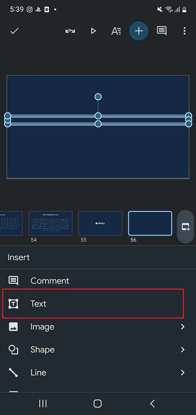 Inserting text box to Google Slides mobile app