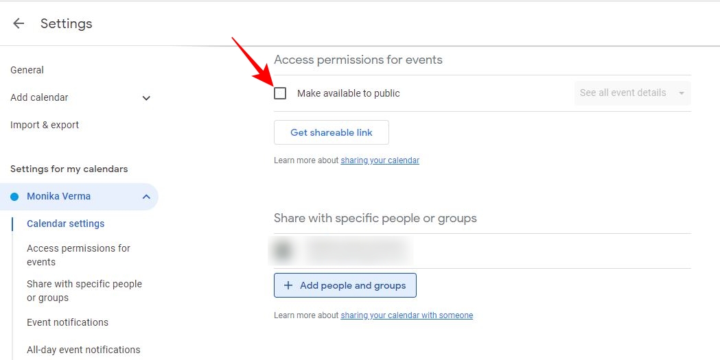 Make available to public option in Google Calendar