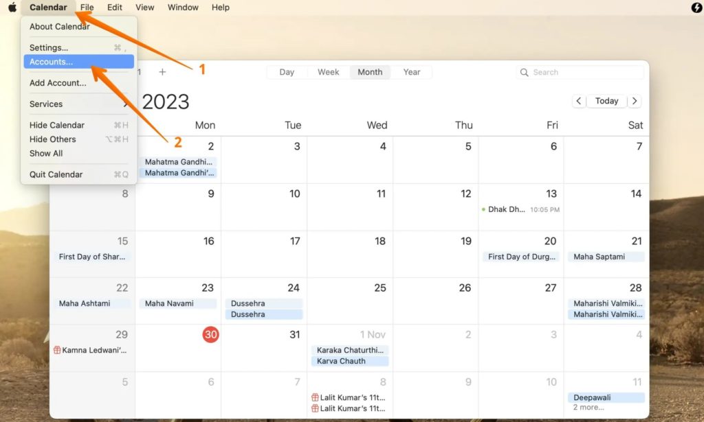 Open Apple Calendar in Mac