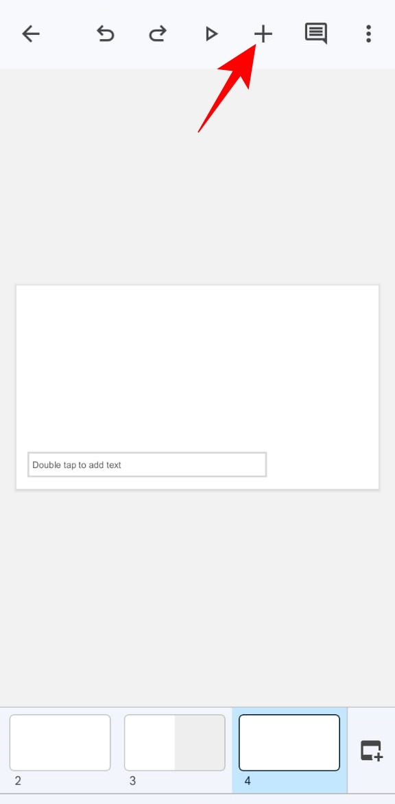 Plus icon on Google Slides app