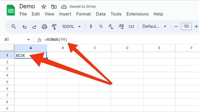 Roman Function Google Sheet