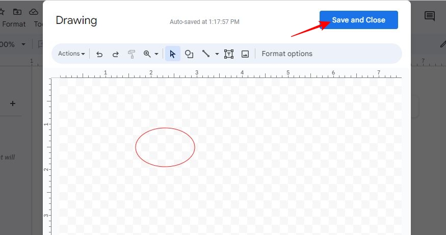Save and close Drawings in Google Docs