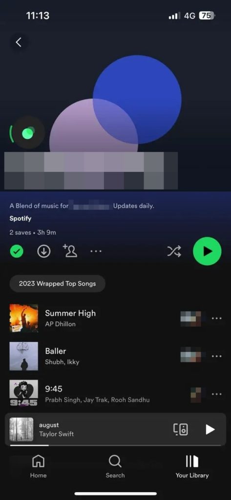 Spotify Mobile Playlist Blend