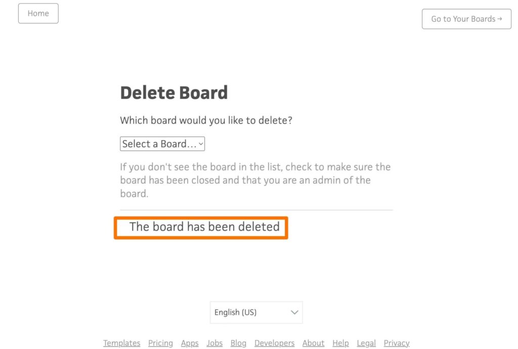 Trello Board has been deleted