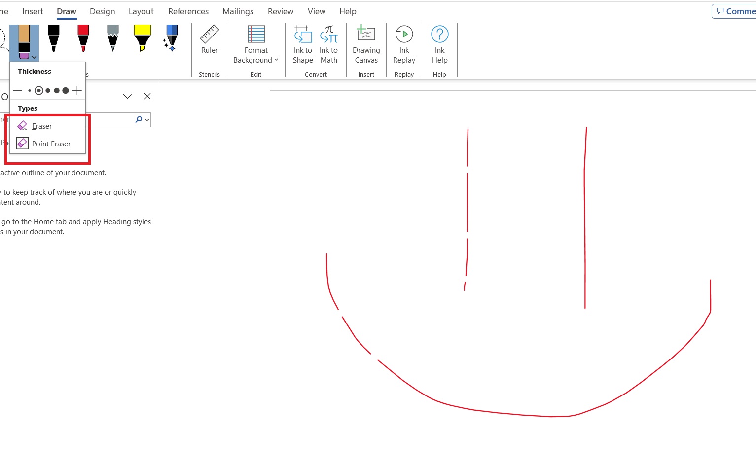 Types of eraser on Microsoft Word