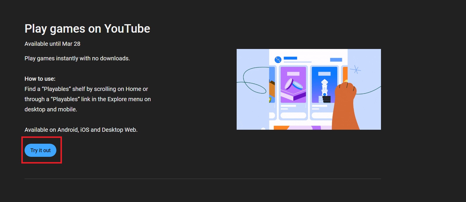 YouTube Premium Try It Out button