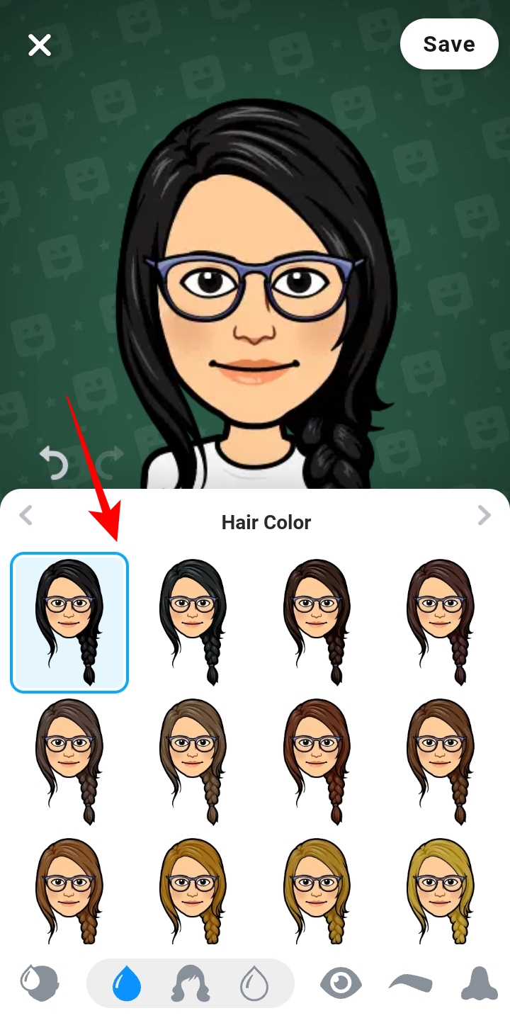 choose hair color on Bitmoji