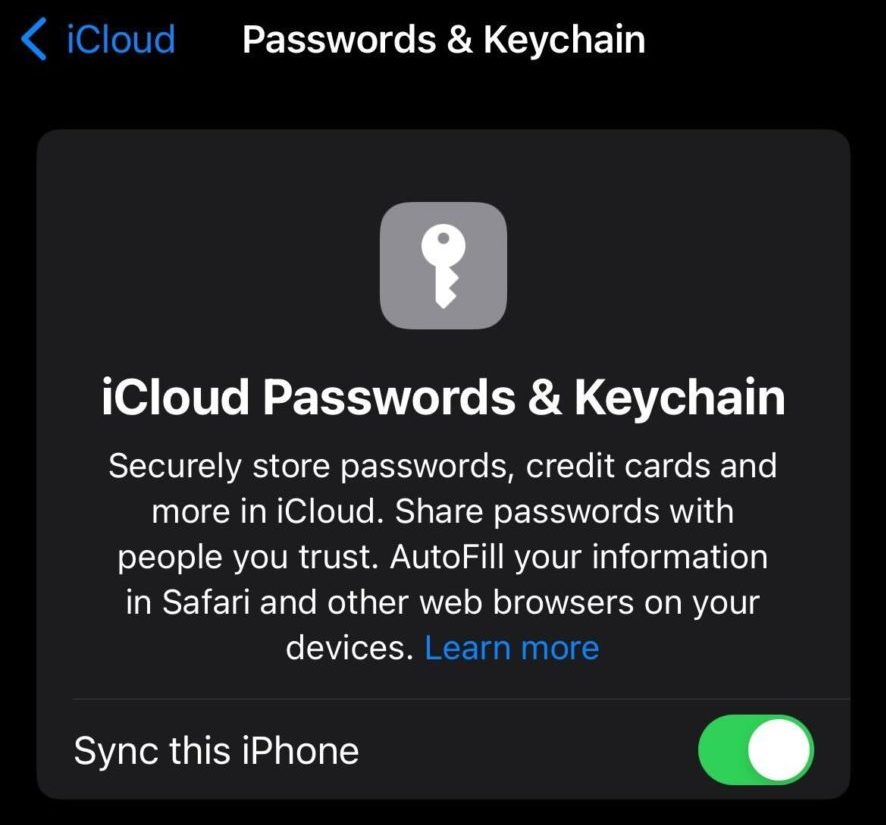 iPhone Passwords and Keychain