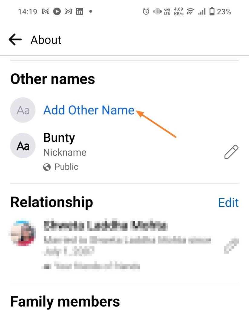 About Nick Names Add Other Name