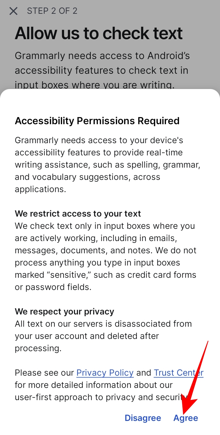 Accessibility permission required popup