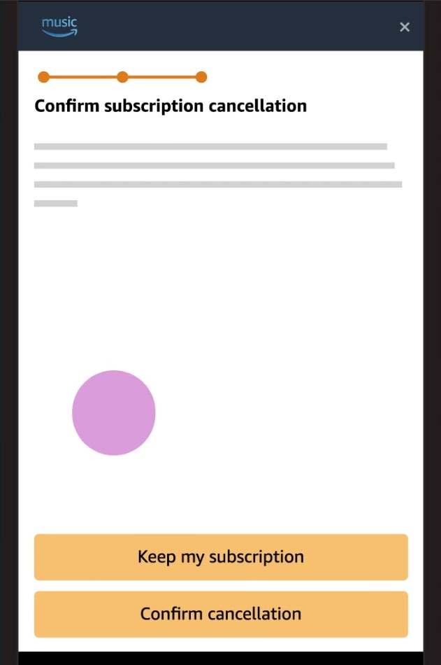 Amazon Music confirm cancellation