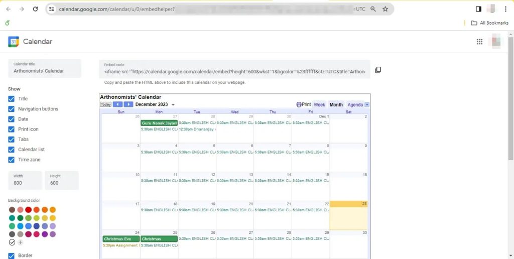Calendar Customization Page Google Calendar