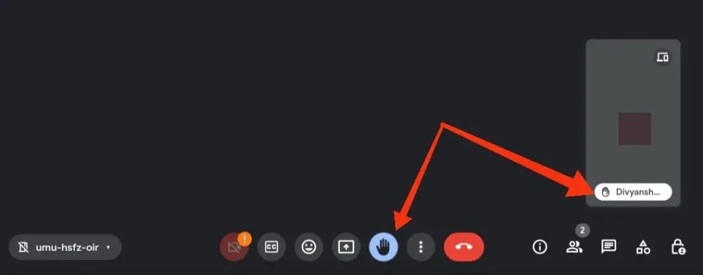 Click the Raise Hand Icon