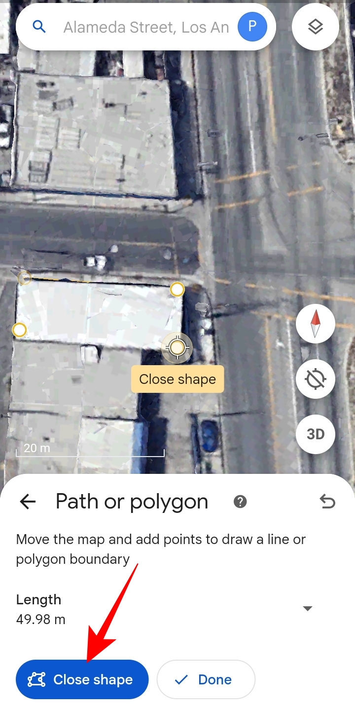 Close shape on Google Earth app