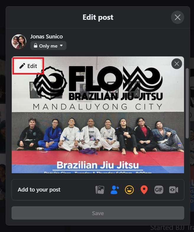 Edit button for life event post on Facebook