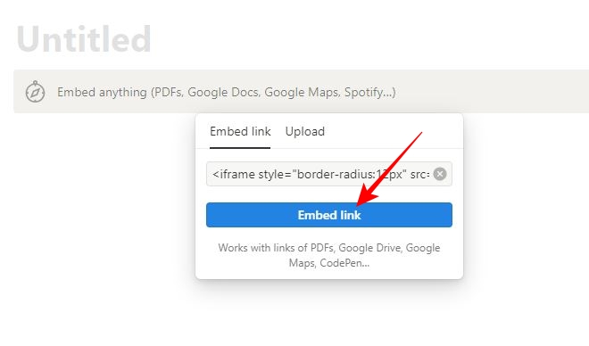 Embed link option to add Spotify playlist to Notion
