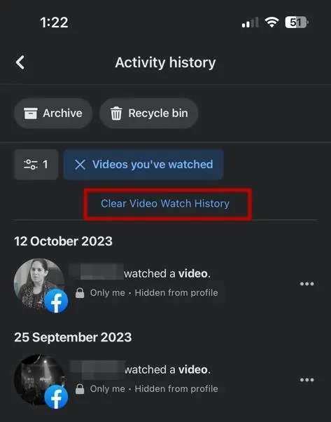 Facebook Clear Video History