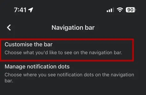 Facebook Customize Navigation Bar