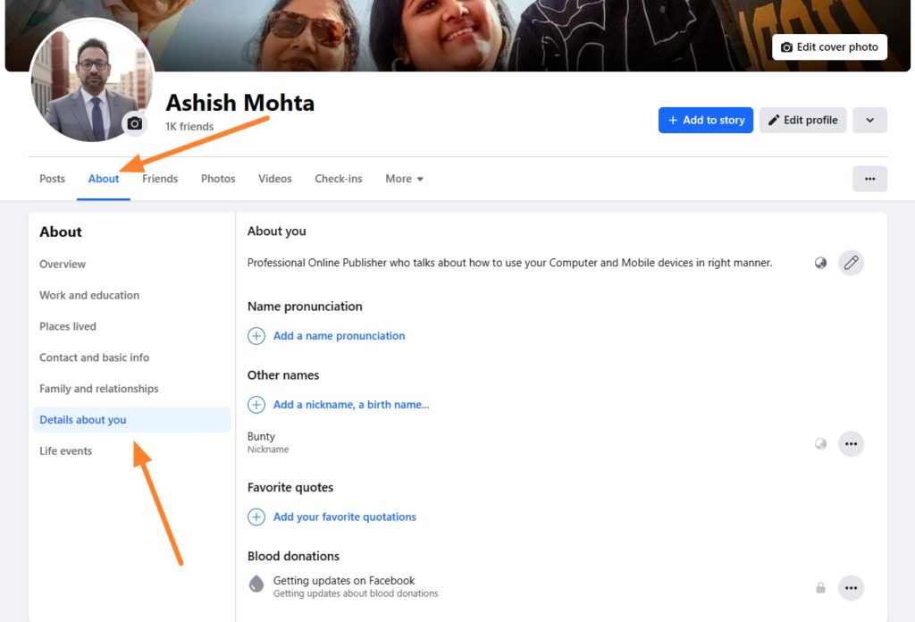 Facebook Details About You