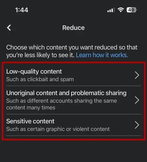 Facebook Reduce Settings Quality