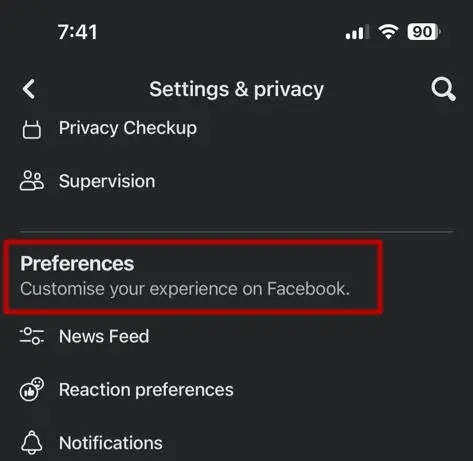 Facebook Settings Preferences