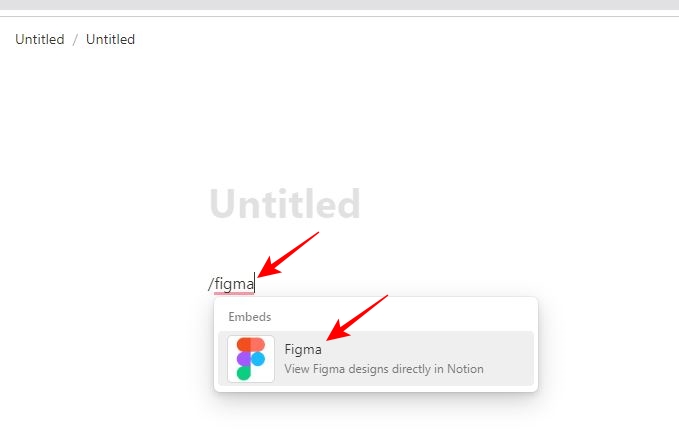 Figma embed option in Notion