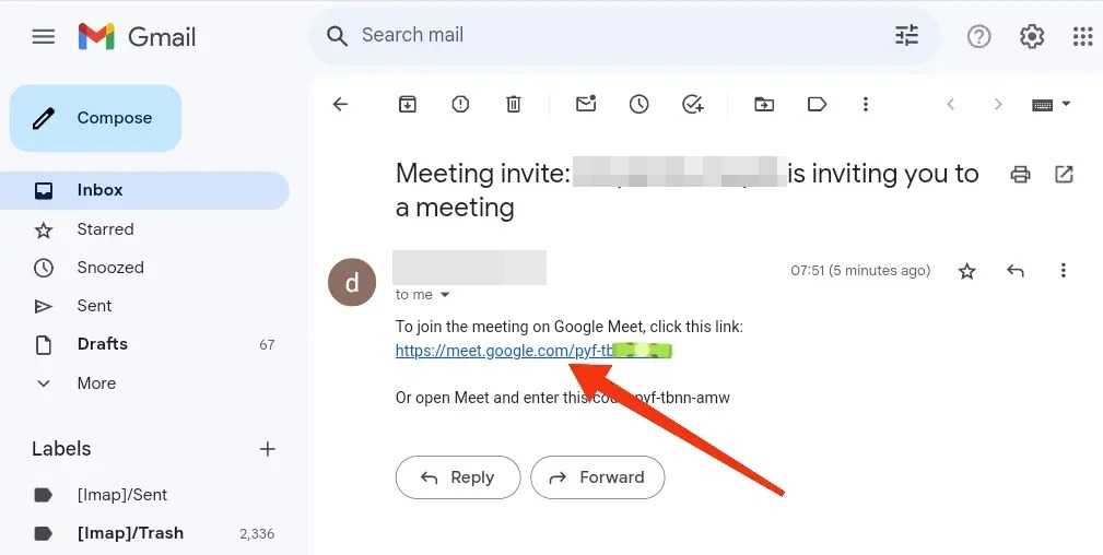 Google Meet invite link