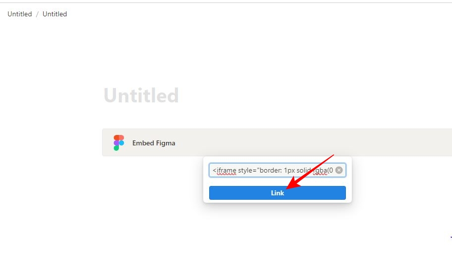 Link option on Notion for Figma embed code