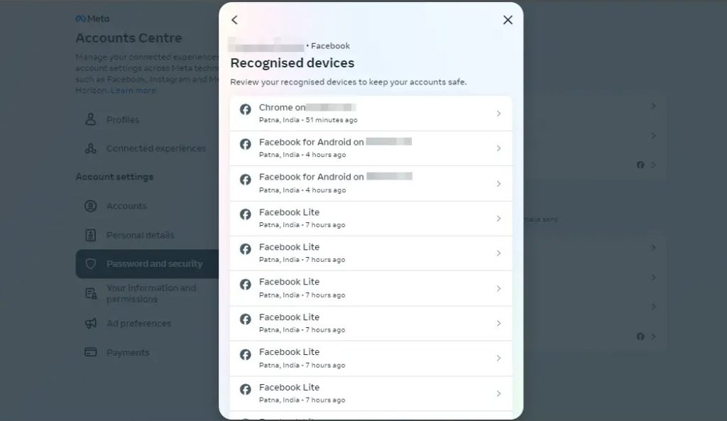 List Of Recognised Devices Facebook