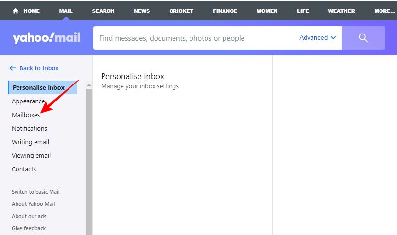 Mailboxes in Yahoo Mail