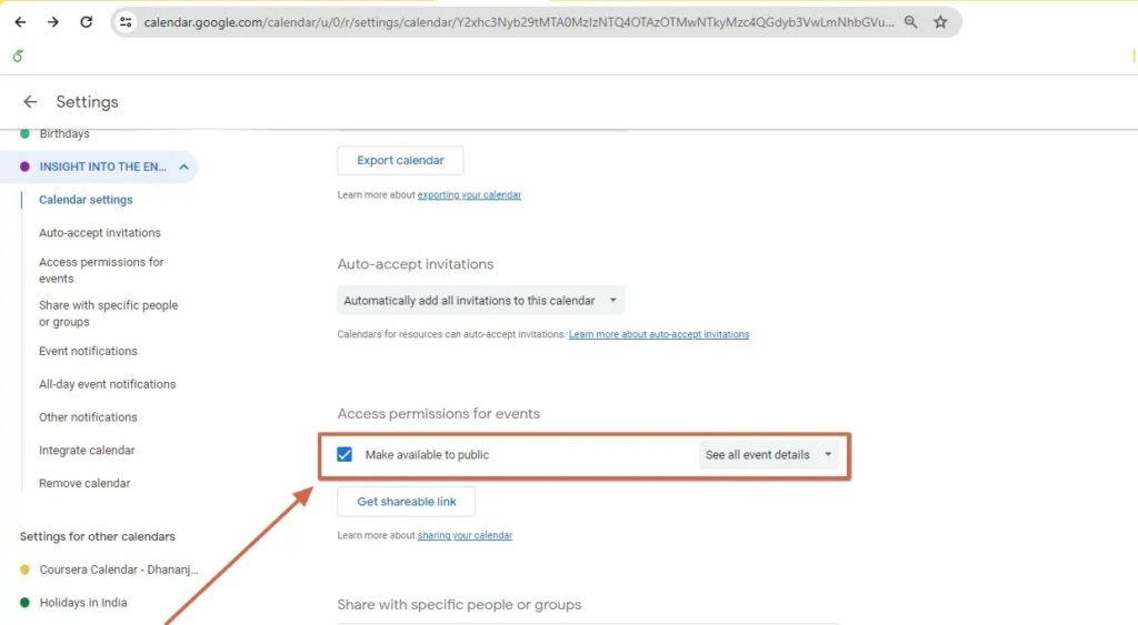 Make Available To Public Option Access Permisions For Events Google Calendar