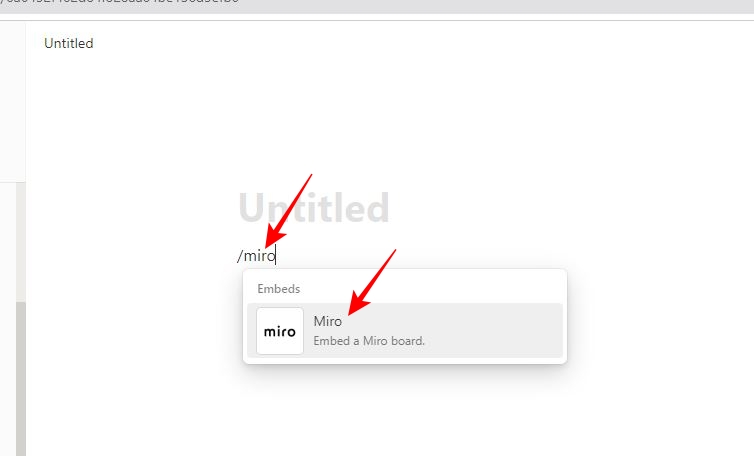 Miro Embed option in Notion