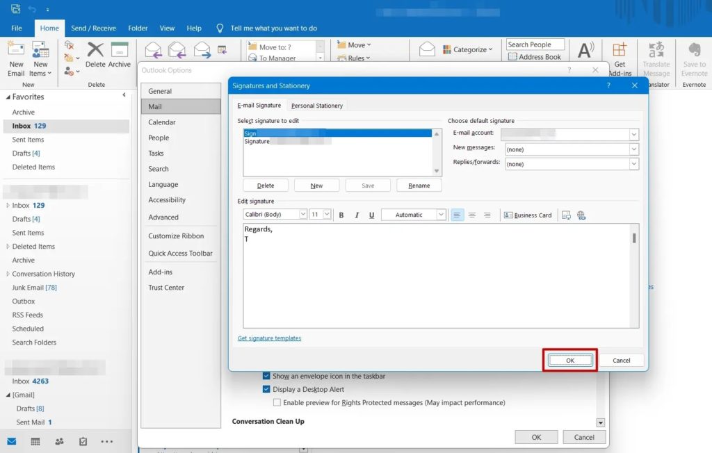 Outlook Desktop Create Signature