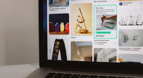 Pinterest running on a laptop