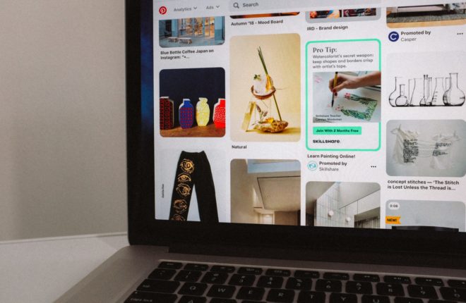 Pinterest running on a laptop