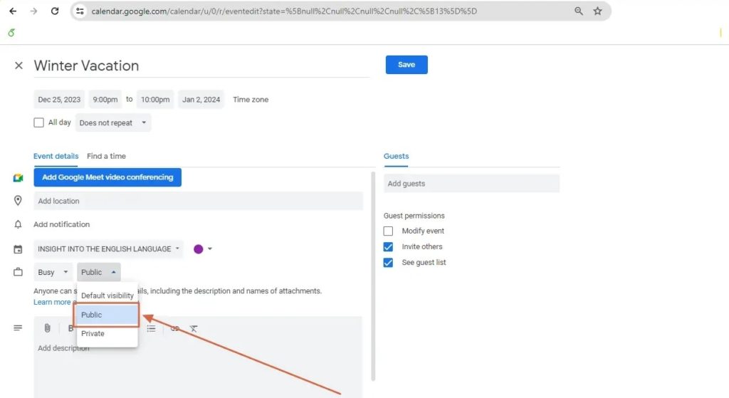 Public Visibility Of Event Google Calendar Web