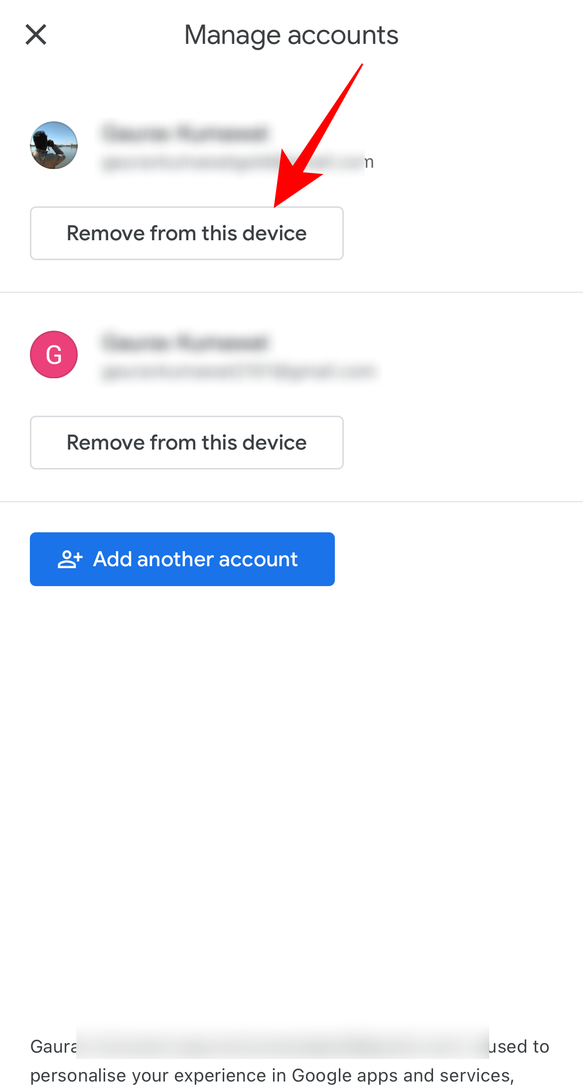 Remove Google account on iPhone